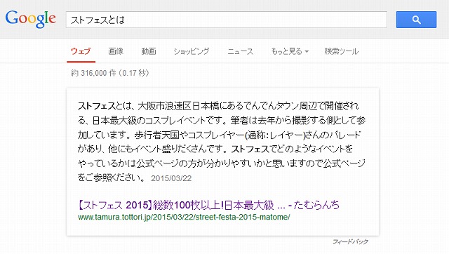 検索結果　ストフェスとは
